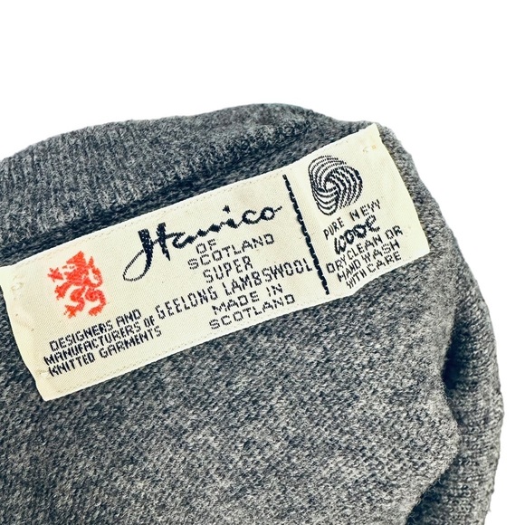 HAWICO Scotland Lambswool Sweater 100% pure Button detail gray size large - Picture 2 of 9